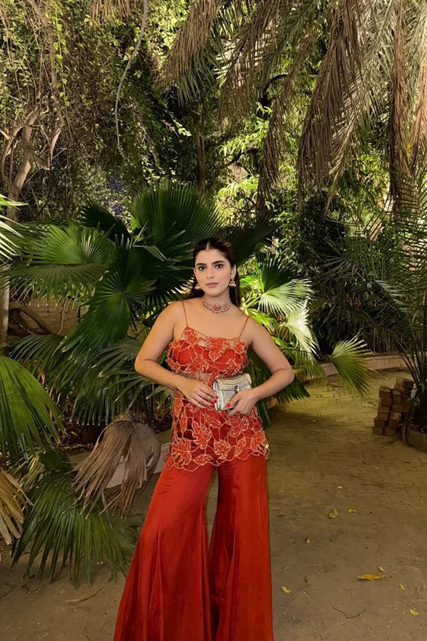 Soulika Rust Petal Embellished Co-Ord Set