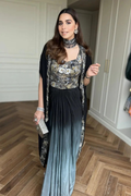 Soulika Black Ombre Draped Dhoti Skirt Set
