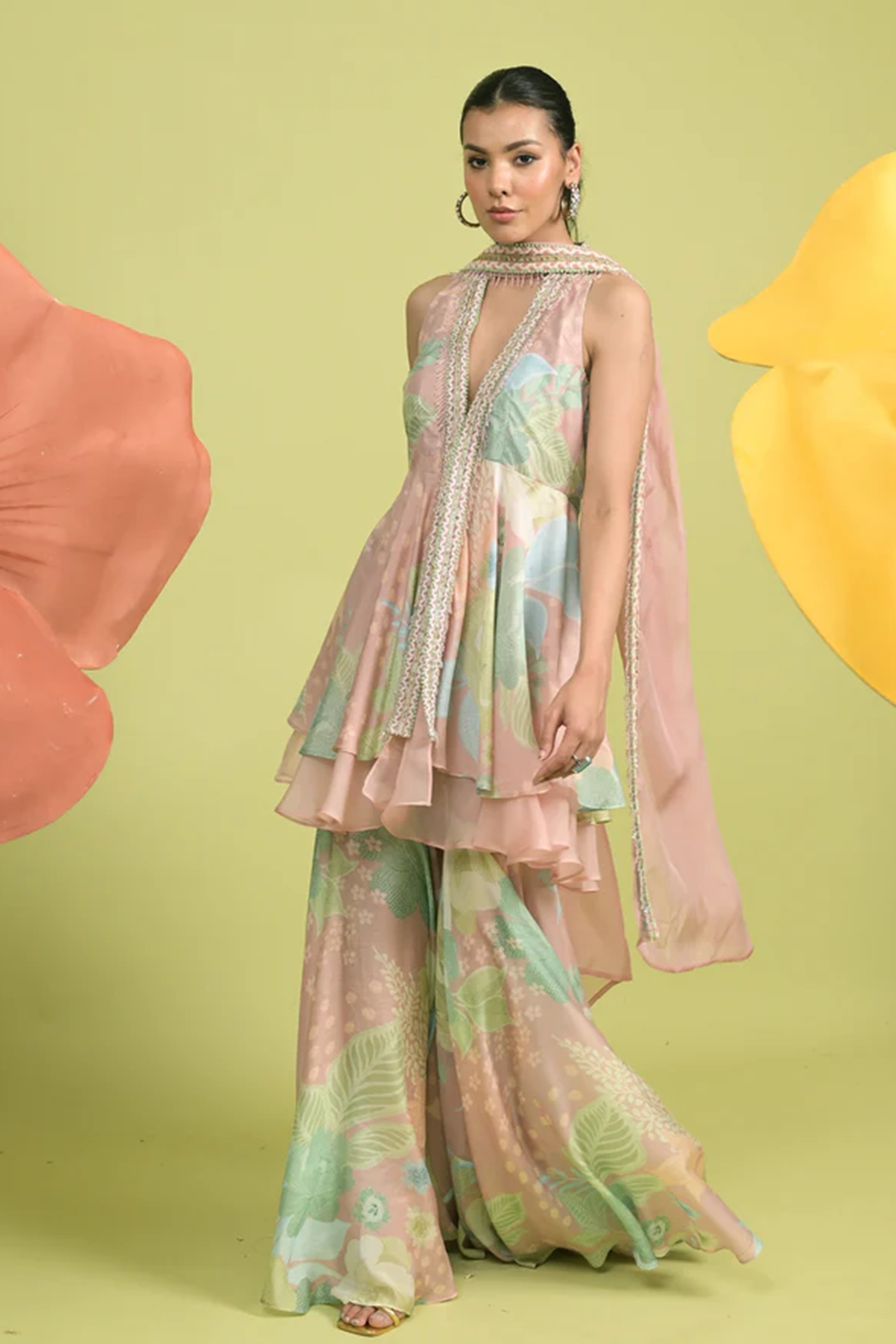 Soulika Pastel Dream Peplum Sharara Set