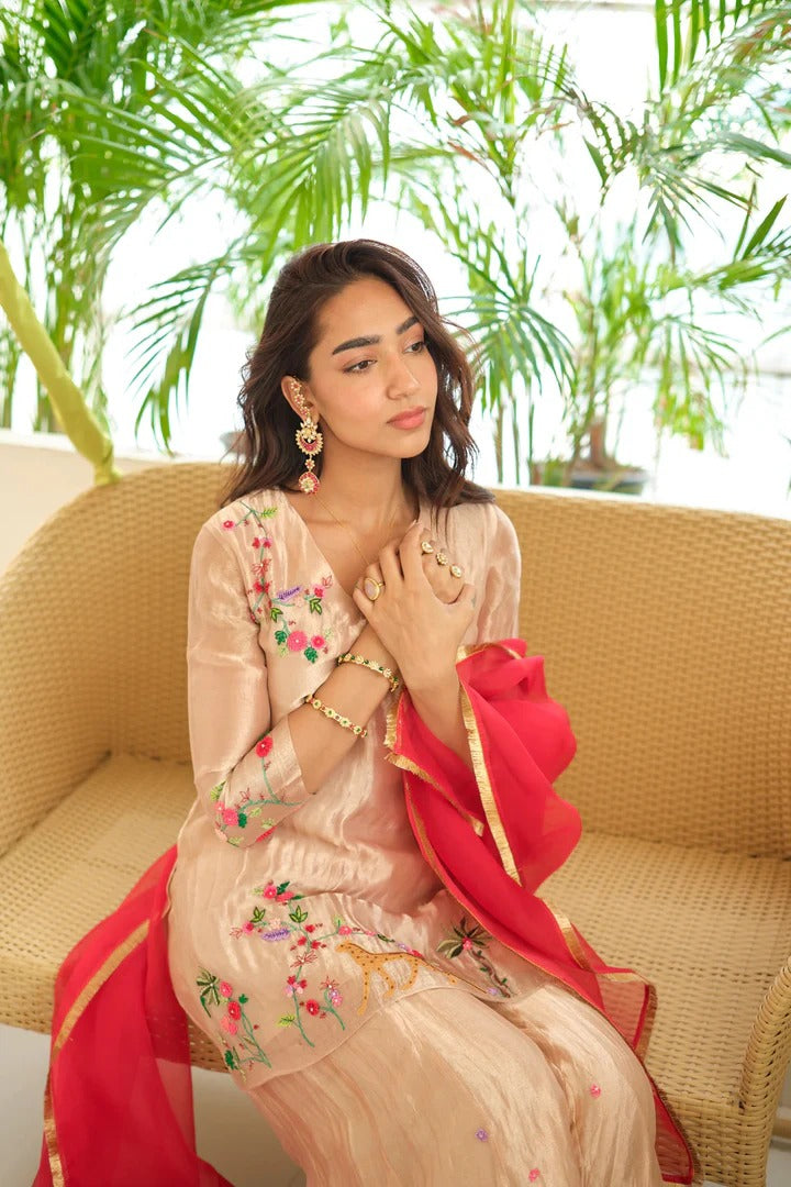 Soulika Trisha Silk Tissue Kurta Set with dupatta