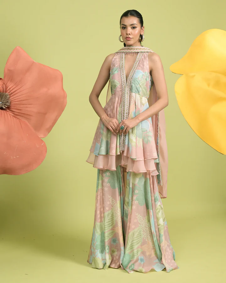 Soulika Pastel Dream Peplum Sharara Set