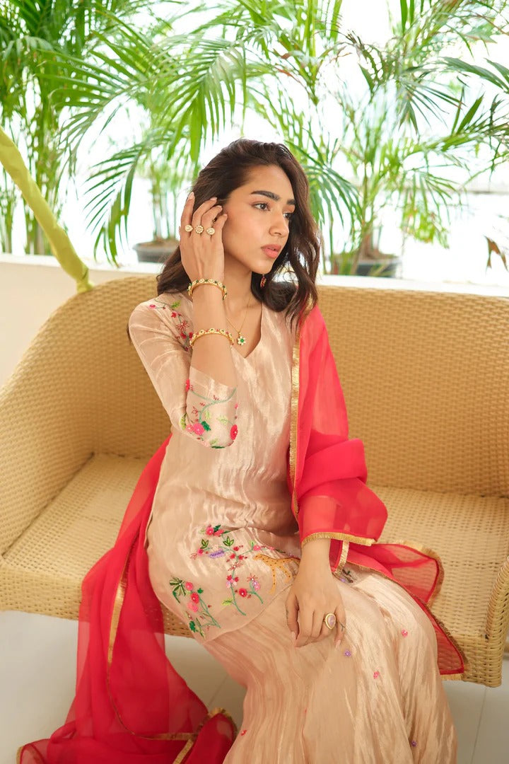 Soulika Trisha Silk Tissue Kurta Set with dupatta