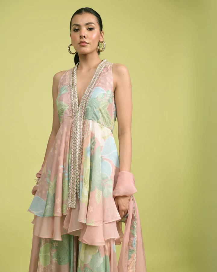 Soulika Pastel Dream Peplum Sharara Set