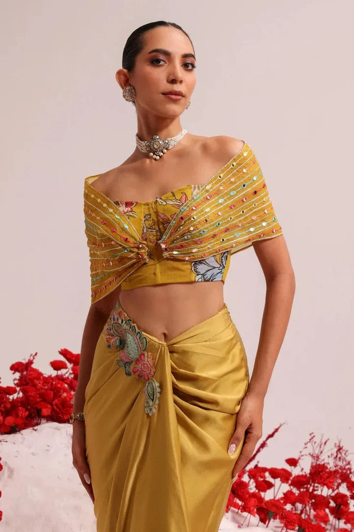 Soulika Albela wrap drape skirt with jacket