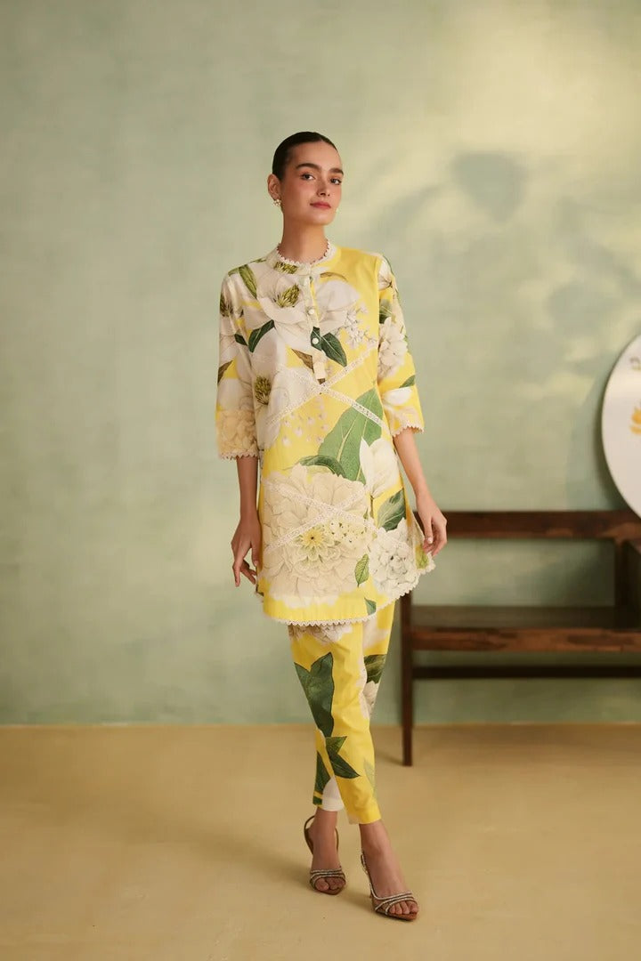 Soulika Elegant Summer Floral Kurti Co-Ord Set with Dupatta