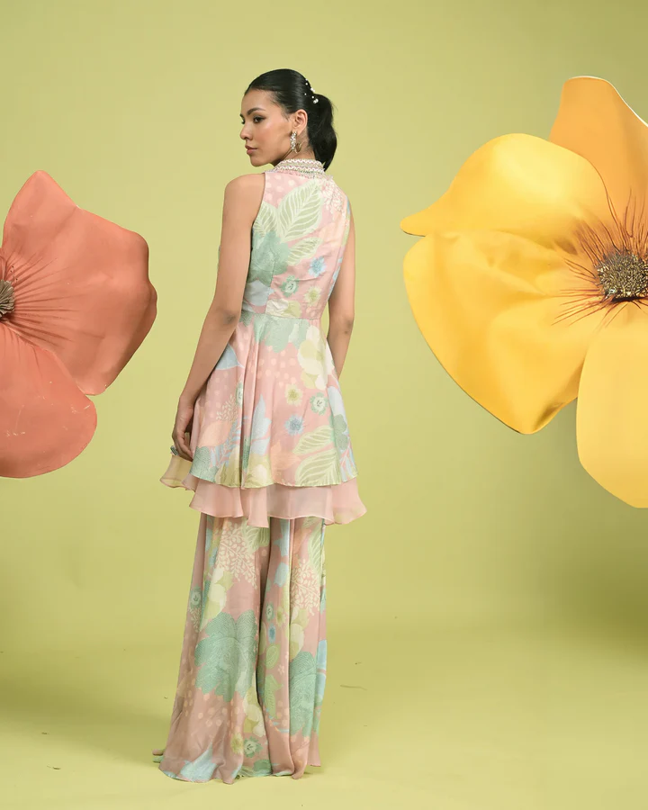 Soulika Pastel Dream Peplum Sharara Set