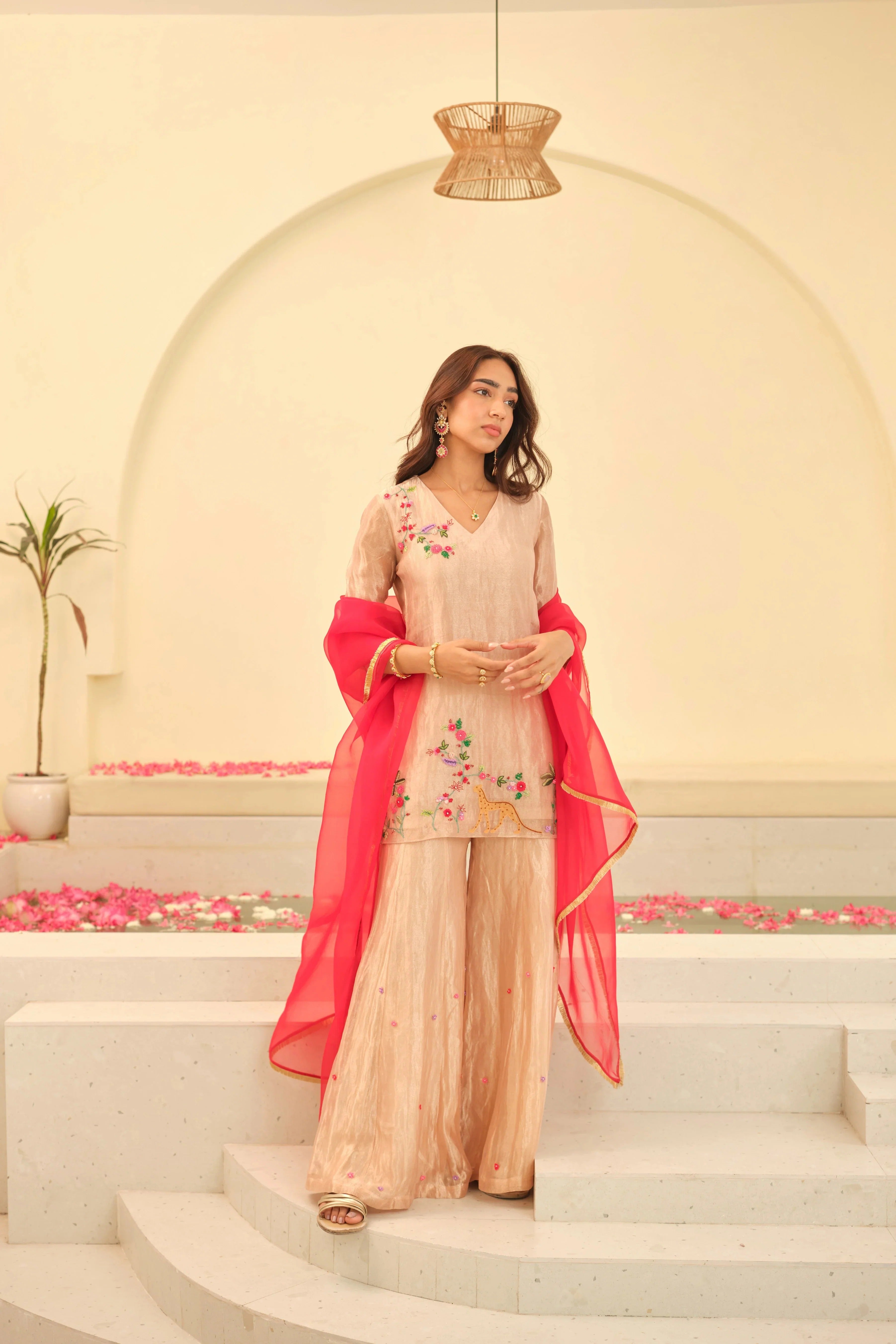 Soulika Trisha Silk Tissue Kurta Set with dupatta