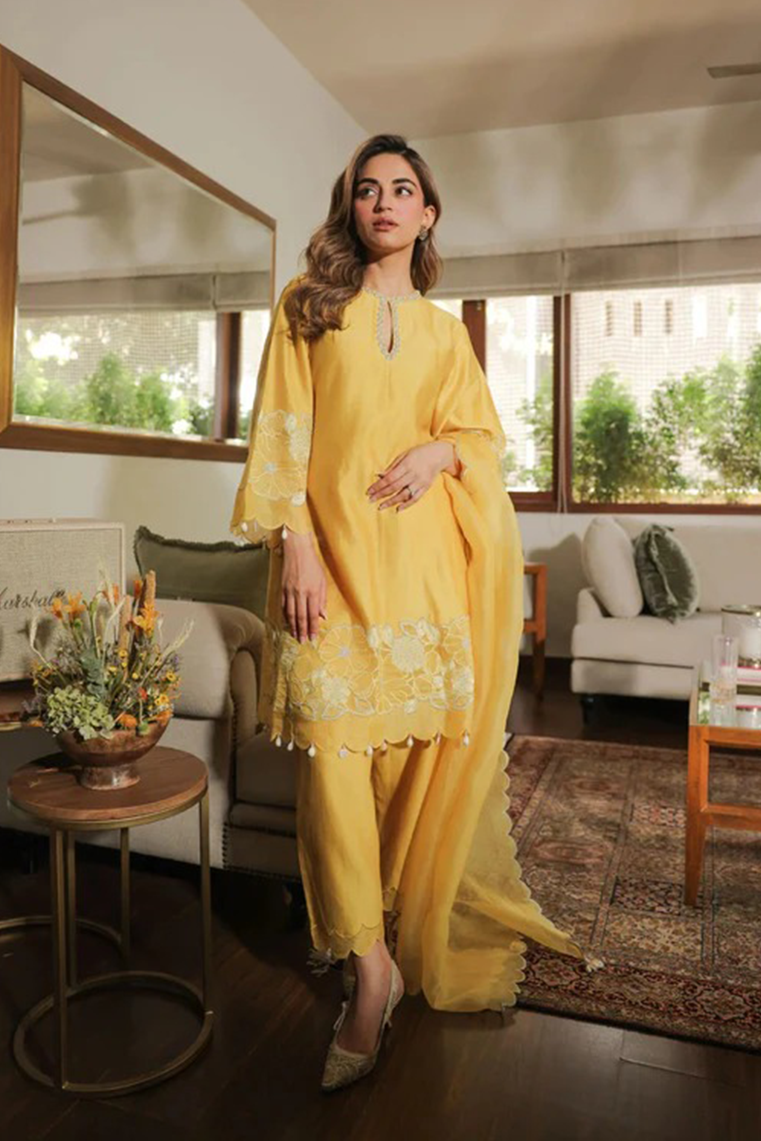 Soulika Mustard Yellow Embroidered Kurta Set Dupatta